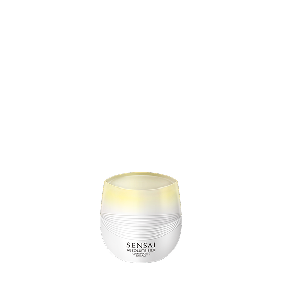 Absolute Silk Illuminative Cream : ein weißer Glastiegel mit weiß-goldenem Schraubdeckel