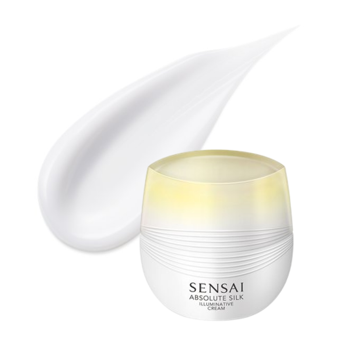 Absolute Silk Illuminative Cream, weißer Tiegel mit einer Creme-Textur.