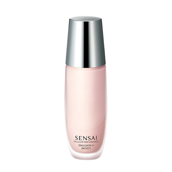 Cellular Performance Emulsion 2 (Moist) 100 ml : eine rosafarbene Glas-Pumpflasche mit Rillen und einem abziehbaren Deckel