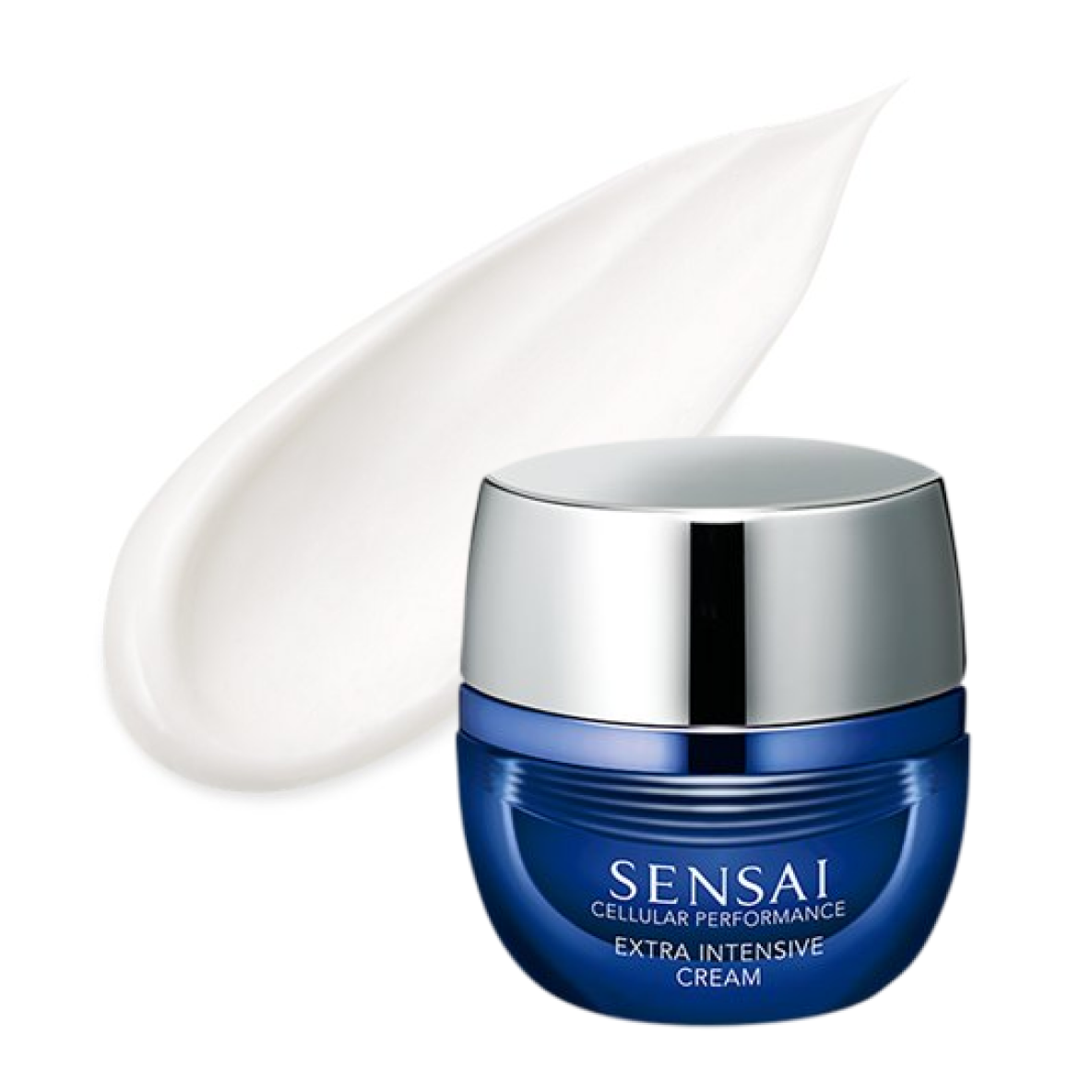 Cellular Performance Extra Intensive Cream, dunkelblauer Glastiegel mit einer Creme-Textur.