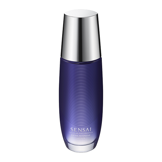 Cellular Performance Extra Intensive Lotion – hoher blauer Glasflakon mit horizontaler Riffelung und silbernem Schraubverschluss