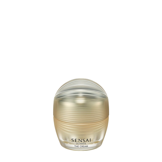 Ultimate The Cream: ein goldfarbener Glastiegel mit dezenten Rillen und Schraubdeckel