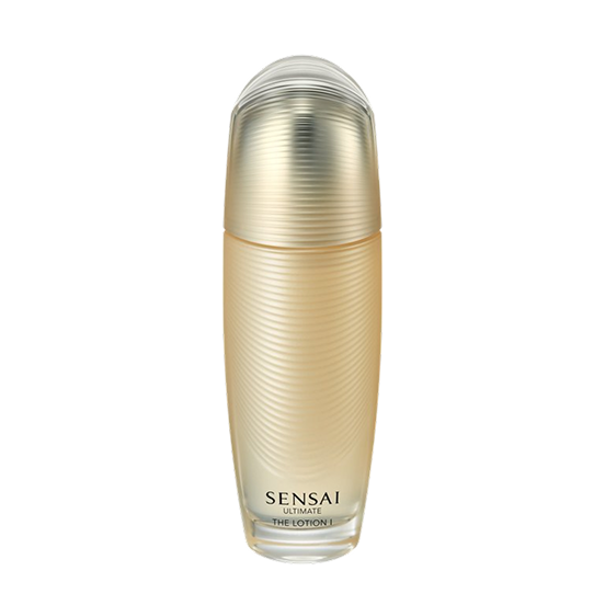 Ultimate The Lotion 1: eine goldfarbene Glastropfflasche mit dezenten Rillen und einem Schraubverschluss